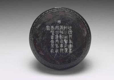 图片[3]-Drum-shaped inkstone with carved inscription and gold lacquer box, Qing dynasty, Qianlong reign (1736-1795)-China Archive